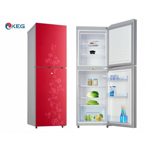 195L 520mm Width Defrost Fashion Flower Glass Door Counter Top Twin Refrigerator and Freezer with Lock and Key Optional on China WDMA