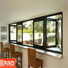 full-view kitchen sliding aluminum folding glass windows bi fold window on China WDMA