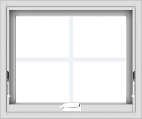 WDMA 24x20 (23.5 x 19.5 inch) White Vinyl uPVC Crank out Awning Window with Colonial Grids Interior