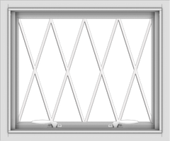 WDMA 24x20 (23.5 x 19.5 inch) White uPVC Vinyl Push out Awning Window without Grids with Diamond Grills