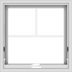 WDMA 24x24 (23.5 x 23.5 inch) White Vinyl uPVC Crank out Awning Window with Fractional Grilles