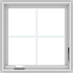 WDMA 24x24 (23.5 x 23.5 inch) White Vinyl uPVC Crank out Casement Window with Colonial Grids
