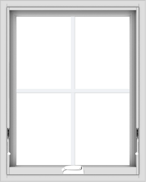 WDMA 24x30 (23.5 x 29.5 inch) White Vinyl uPVC Crank out Awning Window with Colonial Grids Interior