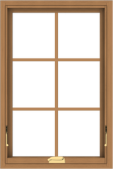 WDMA 24x36 (23.5 x 35.5 inch) Oak Wood Dark Brown Bronze Aluminum Crank out Awning Window with Colonial Grids Interior
