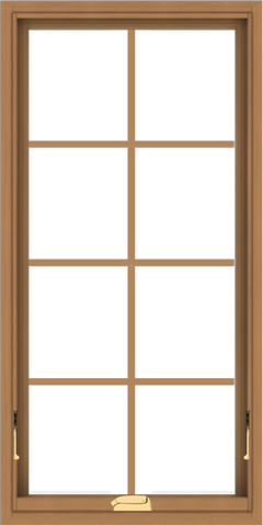 WDMA 24x48 (23.5 x 47.5 inch) Oak Wood Dark Brown Bronze Aluminum Crank out Awning Window with Colonial Grids Interior