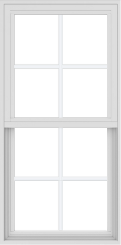 WDMA 24x48 (17.5 x 47.5 inch) Vinyl uPVC White Single Hung Double Hung Window with Colonial Grids Exterior