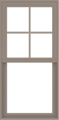 WDMA 24x48 (23.5 x 47.5 inch) Vinyl uPVC Brown Single Hung Double Hung Window with Top Colonial Grids Exterior