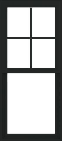 WDMA 24x54 (23.5 x 53.5 inch) Vinyl uPVC Black Single Hung Double Hung Window with Prairie Grids Interior
