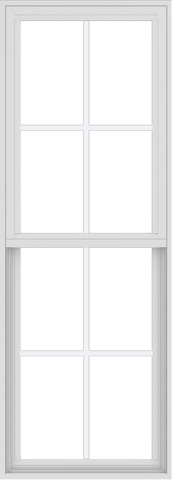 WDMA 24x66 (17.5 x 65.5 inch) Vinyl uPVC White Single Hung Double Hung Window with Colonial Grids Exterior