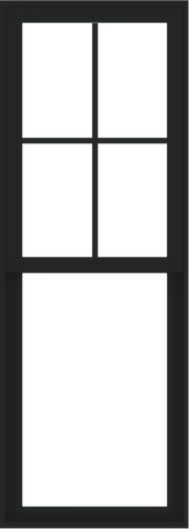 WDMA 24x66 (23.5 x 65.5 inch) Vinyl uPVC Black Single Hung Double Hung Window with Prairie Grids Interior