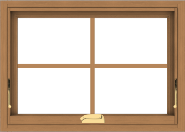 WDMA 28x20 (27.5 x 19.5 inch) Oak Wood Dark Brown Bronze Aluminum Crank out Awning Window with Colonial Grids Interior