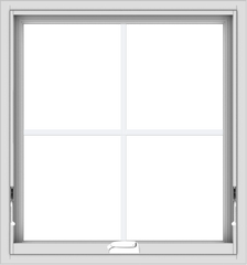 WDMA 28x30 (27.5 x 29.5 inch) White Vinyl uPVC Crank out Awning Window with Colonial Grids Interior