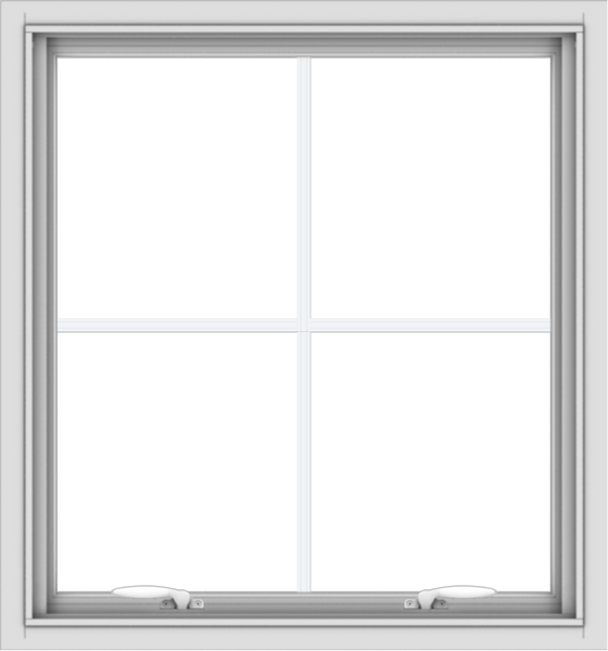 WDMA 28x30 (27.5 x 29.5 inch) White uPVC Vinyl Push out Awning Window with Colonial Grids Interior