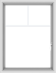 WDMA 28x36 (27.5 x 35.5 inch) Vinyl uPVC White Push out Casement Window with Fractional Grilles