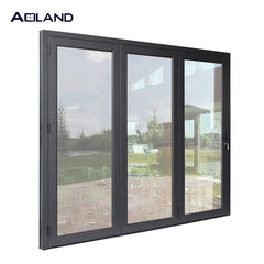 3 panel black metal profilealuminum bi fold door with blinds on China WDMA