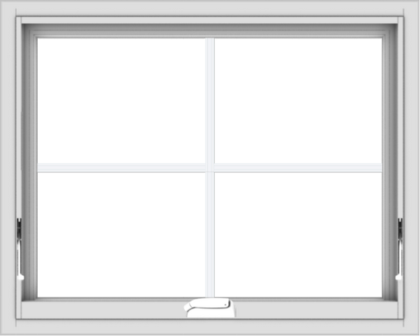 WDMA 30x24 (29.5 x 23.5 inch) White Vinyl uPVC Crank out Awning Window with Colonial Grids Interior