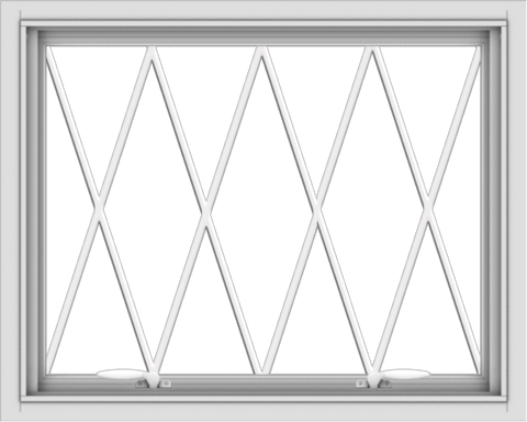 WDMA 30x24 (29.5 x 23.5 inch) White uPVC Vinyl Push out Awning Window without Grids with Diamond Grills