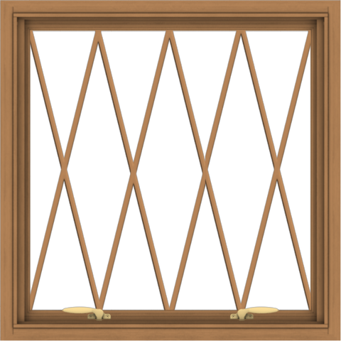 WDMA 30x30 (29.5 x 29.5 inch) Oak Wood Green Aluminum Push out Awning Window without Grids with Diamond Grills
