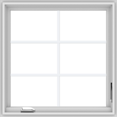 WDMA 30x30 (29.5 x 29.5 inch) White Vinyl uPVC Crank out Casement Window with Colonial Grids
