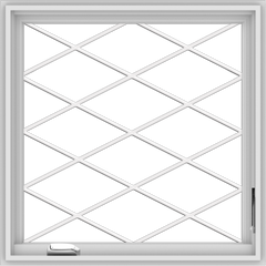 WDMA 30x30 (29.5 x 29.5 inch) White Vinyl uPVC Crank out Casement Window  with Diamond Grills