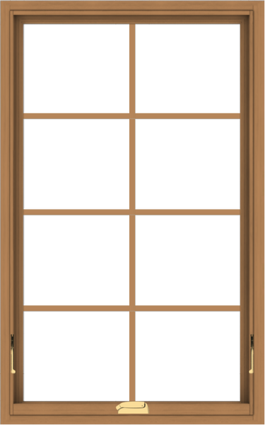 WDMA 30x48 (29.5 x 47.5 inch) Oak Wood Dark Brown Bronze Aluminum Crank out Awning Window with Colonial Grids Interior