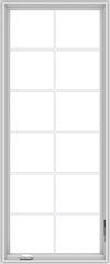 WDMA 30x72 (29.5 x 71.5 inch) White Vinyl uPVC Crank out Casement Window with Colonial Grids