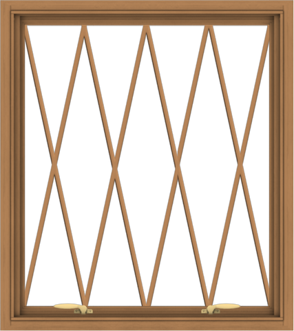 WDMA 32x36 (31.5 x 35.5 inch) Oak Wood Green Aluminum Push out Awning Window without Grids with Diamond Grills
