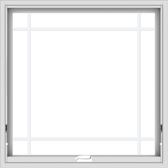 WDMA 34x34 (33.5 x 33.5 inch) White Vinyl uPVC Crank out Awning Window with Prairie Grilles
