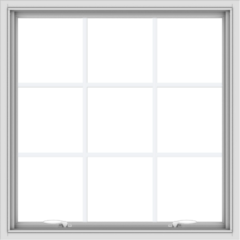 WDMA 34x34 (33.5 x 33.5 inch) White uPVC Vinyl Push out Awning Window with Colonial Grids Interior
