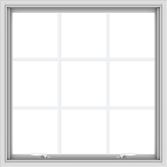 WDMA 36x36 (35.5 x 35.5 inch) White uPVC Vinyl Push out Awning Window with Colonial Grids Interior