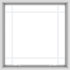 WDMA 34x34 (33.5 x 33.5 inch) White uPVC Vinyl Push out Awning Window with Prairie Grilles