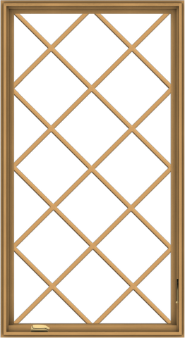 WDMA 36x66 (35.5 x 65.5 inch) Pine Wood Dark Grey Aluminum Crank out Casement Window without Grids with Diamond Grills