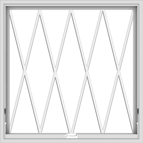 WDMA 40x40 (39.5 x 39.5 inch) White Vinyl uPVC Crank out Awning Window without Grids with Diamond Grills