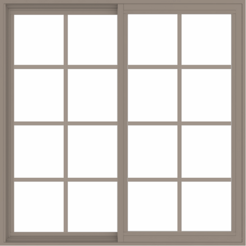 WDMA 48x48 (47.5 x 47.5 inch) Vinyl uPVC Brown Slide Window with Colonial Grids Exterior
