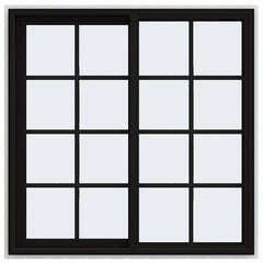 48x48 Black Color Vinyl PVC Sliding Window With Colonial Grids Grilles