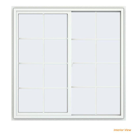 48x48 Vinyl Sliding Window White With Colonial Grids Grilles
