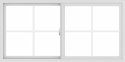 WDMA 60x30 (59.5 x 29.5 inch) Vinyl uPVC White Slide Window with Colonial Grids Exterior