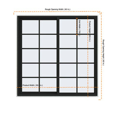 60x60 Vinyl UPVC Sliding Window White Interior Black Exterior With Colonial Grids Grilles