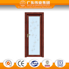 Aluminium alloy frame tempered modern interior bathroom wooden door with elegant glass design on China WDMA