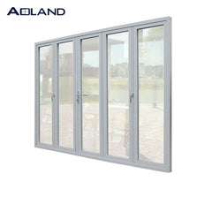 Aluminium double glazed patio garden area bi folding door simple design glass door on China WDMA