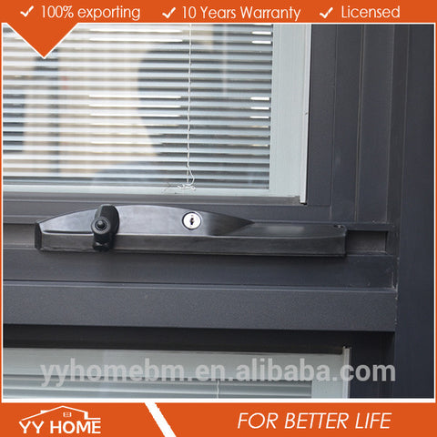 Australia standard matt black aluminium double glazed fixed and awning window with blind inside on China WDMA