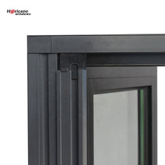 Black Aluminum double hinged triple casement window with folding screen on China WDMA