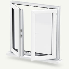 Factory High quality low price upvc material Casement Transom Window upvc profiles windows plastic Pvc frame glass window on China WDMA