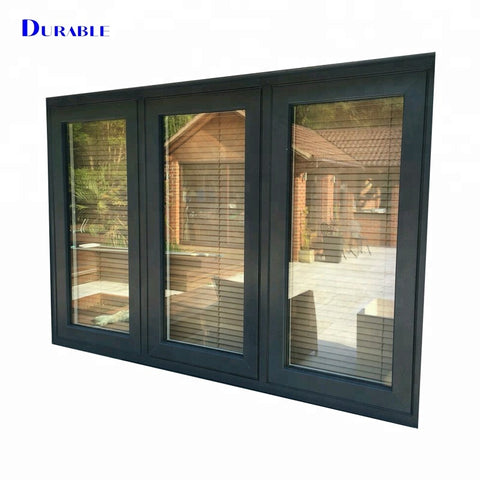 Finished surface horizontal opening pattern double glazed aluminum alloy windows with built in blinds on China WDMA