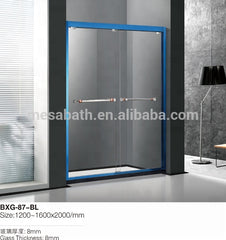 Flat glass aluminum frame shower sliding door for bathroom with marble base on China WDMA