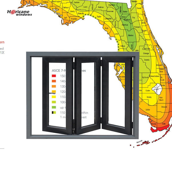 Florida Miami-Dade Hurricane Approved NOA China tm boca raton best aluminum al bifold hurricane high impact glass windows on China WDMA