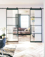 French barn door Steel frame Fixed doors windows, single or double glazed tempered glass, thermal/non-thermal barrier frame on China WDMA