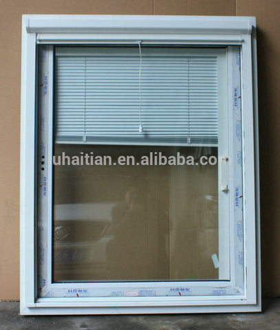 Good heat and sound insulation Upvc windows with blinds built in double glazing on China WDMA