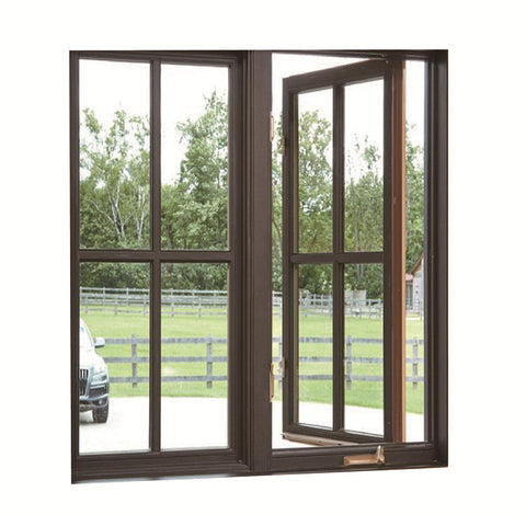 China WDMA American Aluminium Casement Windows Foldable Crank Handle Aluminum Clad Solid Oak Wood Window