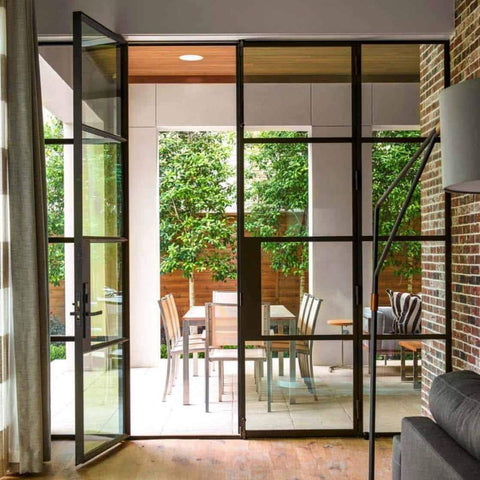 WDMA iron window grill design steel glass door windows
